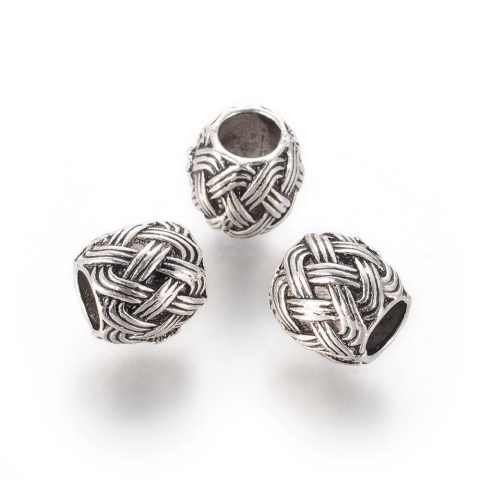 Koralik modułowy, przekładka, Bęben, antyczne srebro, 9,5mm