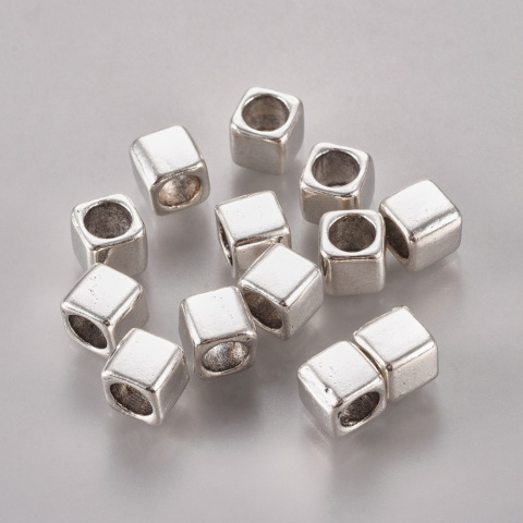 Koralik modułowy, przekładka, Kostka, antyczne srebro, 6mm Koralik modułowy, przekładka, Kostka, antyczne srebro, 6mm