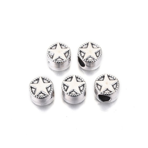 Koralik modułowy, przekładka, Kolumna z gwiazdą, antyczne srebro, 10mm