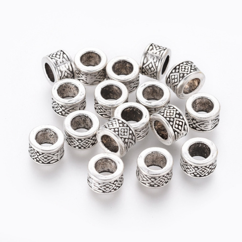 Koralik modułowy, przekładka, Kolumna ze wzorami, antyczne srebro, 8mm Koralik modułowy, przekładka, Kolumna ze wzorami, antyczne srebro, 8mm