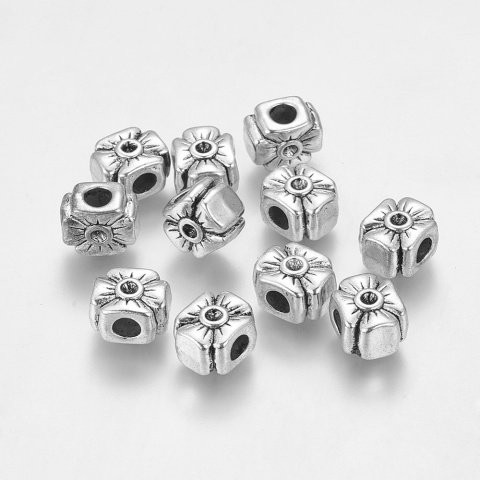 Koralik modułowy, przekładka, Kwiatki, antyczne srebro, 12mm, 10szt. Koralik modułowy, przekładka, Kwiatki, antyczne srebro, 12mm, 10szt.