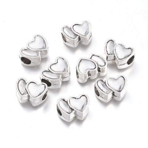 Koralik modułowy, przekładka, Serca, antyczne srebro, 14mm Koralik modułowy, przekładka, Serca, antyczne srebro, 14mm