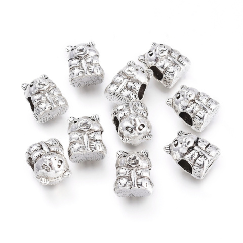 Koralik modułowy, przekładka, Świnia, antyczne srebro, 12,5mm