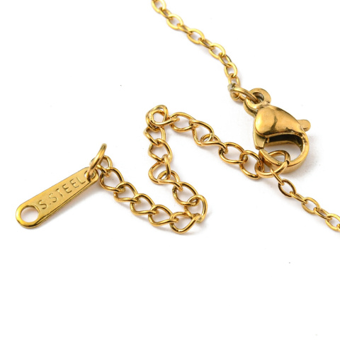 Naszyjnik z pustym Słońcem, złoty, stal nierdzewna, 445mm