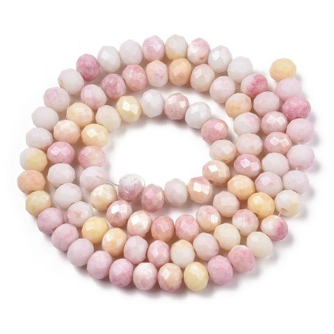 Szklane Koraliki, galwanizowane, fasetowane, różowe, 6mm, sznur(88szt.)