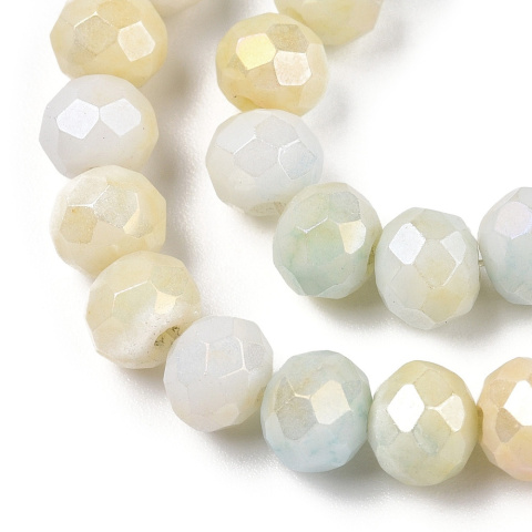 Szklane Koraliki, galwanizowane, fasetowane, jasnożółty, 6mm, sznur(88szt.)