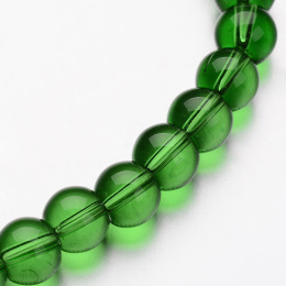 Szklane koraliki, zielone, 10mm, sznur(32szt.)