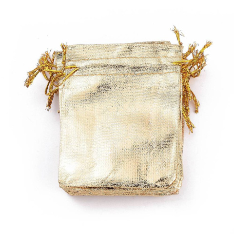 Woreczki z organzy, prostokątne, złoty, 12x9cm