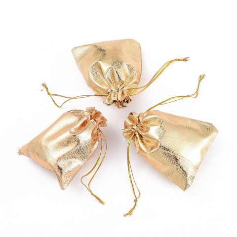 Woreczki z organzy, prostokątne, złoty, 12x9cm