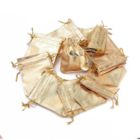 Woreczki z organzy, prostokątne, złoty, 12x9cm