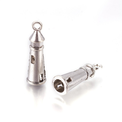 Zawieszka Latarnia Morska, metal, antyczne srebro, 25mm