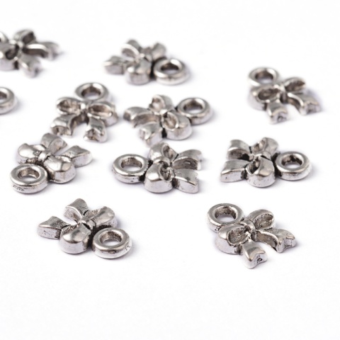 Zawieszka Kokardka, metal, antyczne srebro, 10 mm