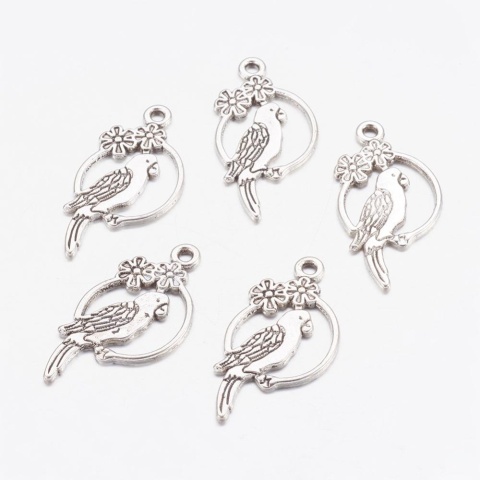 Zawieszka Papuga, aluminium, antyczne srebro, 28mm