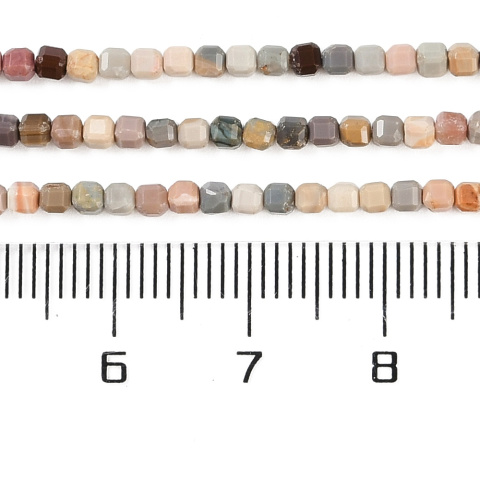 Agat, koraliki sześcian, fasetowane, 2mm, sznur 5szt.