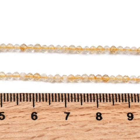 Cytryn, koraliki, okrągłe 2mm, fasetowane, 192szt. (sznur)