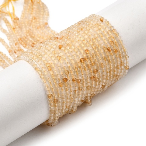 Cytryn, koraliki, okrągłe 2mm, fasetowane, 192szt. (sznur)