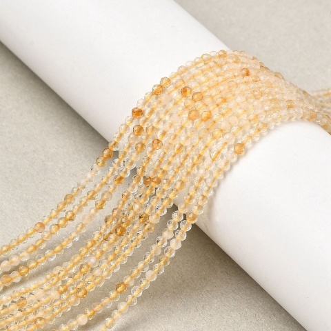 Cytryn, koraliki, okrągłe 2mm, fasetowane, 192szt. (sznur)