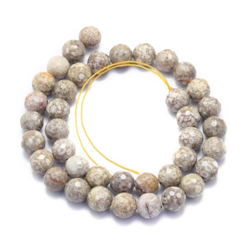 Koraliki naturalne, aragonit, fasetowane, 10mm, 5szt.