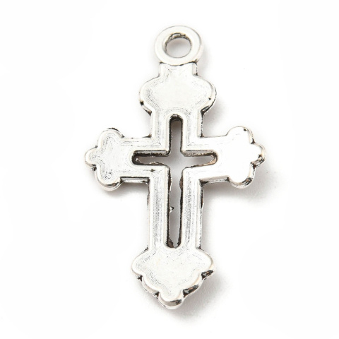 Wisiorek Krzyż, antyczne srebro, 15x26x2mm