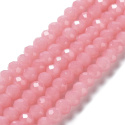 Szklane Koraliki, różowe, fasetowane, 6mm, sznur(ok.85szt.)