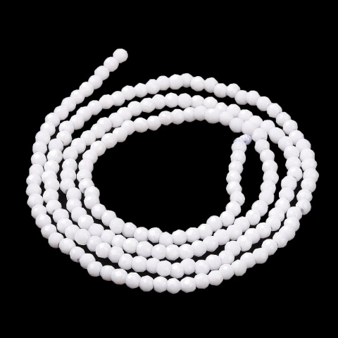 Szklane Koraliki, białe, fasetowane, 2mm, sznur(ok.184szt.) Szklane Koraliki, białe, fasetowane, 2mm, sznur(ok.184szt.)