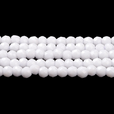 Szklane Koraliki, białe, fasetowane, 2mm, sznur(ok.184szt.) Szklane Koraliki, białe, fasetowane, 2mm, sznur(ok.184szt.)