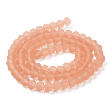 Szklane koraliki, łososiowe, fasetowane, 8mm, 63szt.