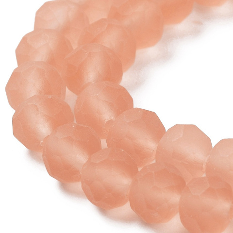 Szklane koraliki, łososiowe, fasetowane, 8mm, 63szt.