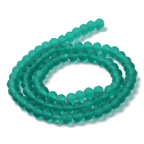 Szklane koraliki, turkusowe, fasetowane, 8mm, 63szt.