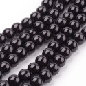 Koraliki szklane, perły, czarne, 8mm, sznur(ok.100szt.)
