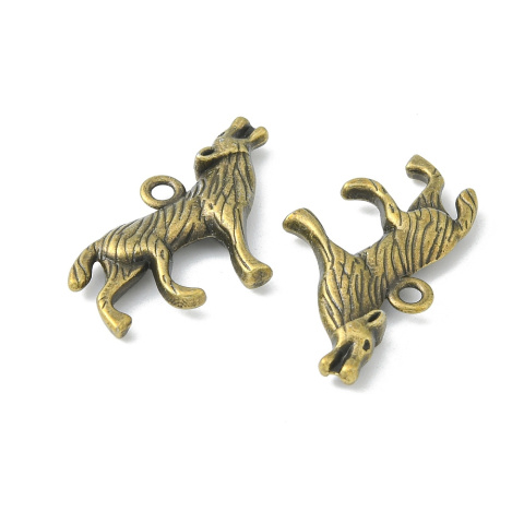 Zawieszka wyjący wilk, antyczny brąz, 26x18mm Zawieszka wyjący wilk, antyczny brąz, 26x18mm