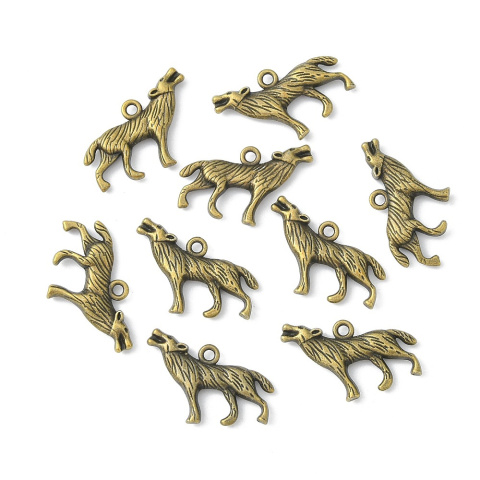 Zawieszka wyjący wilk, antyczny brąz, 26x18mm Zawieszka wyjący wilk, antyczny brąz, 26x18mm