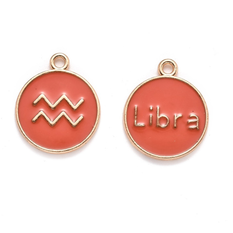 Zestaw 12 szt. zawieszek znaki zodiaku, bordowe, 12mm