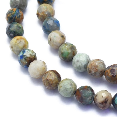 Chryzokola, koraliki, okrągłe 6mm, fasetowane, 5szt.