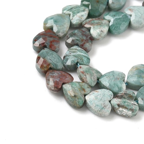 Chryzokola, koraliki, serce 8x8x3,5mm, 5szt.