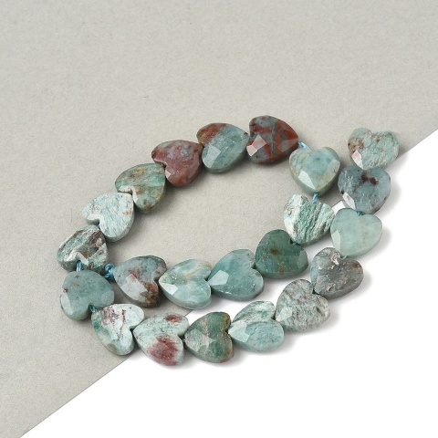 Chryzokola, koraliki, serce 8x8x3,5mm, 5szt.