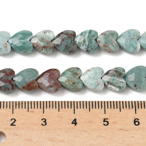 Chryzokola, koraliki, serce 8x8x3,5mm, 5szt.