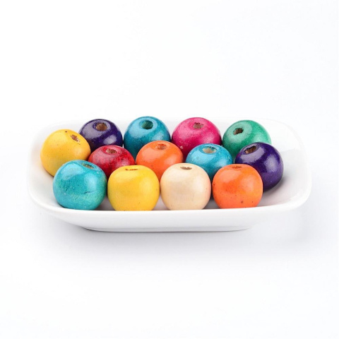 Kolorowe koraliki drewniane 50 szt.20mm, otwór 3-4mm Kolorowe koraliki drewniane 50 szt.20mm, otwór 3-4mm
