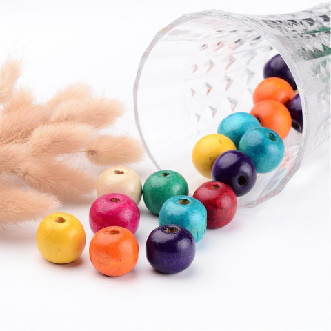 Kolorowe koraliki drewniane 50 szt.20mm, otwór 3-4mm Kolorowe koraliki drewniane 50 szt.20mm, otwór 3-4mm